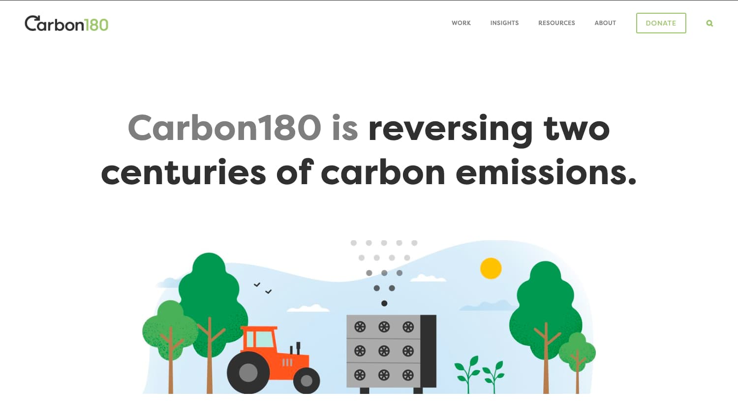 A screenshot of the Carbon 180 homepage before the redesign.