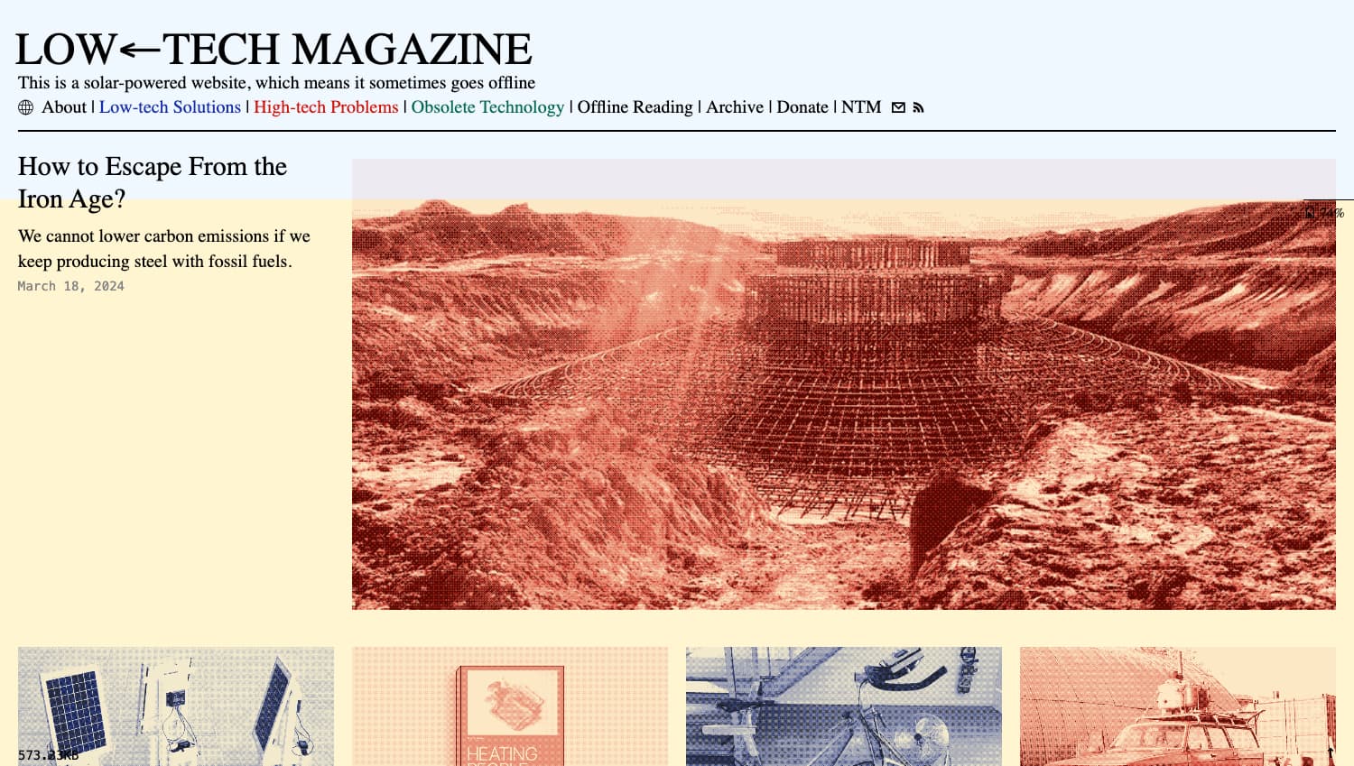 A screenshot of the low tech magazine website.